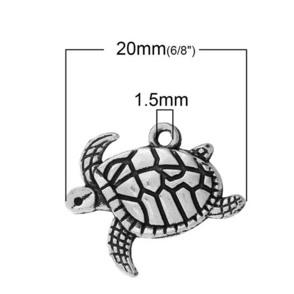 ❤️ 5 for $15 Turtle Pendant/Charm Silver Tone - Picture 2 of 5